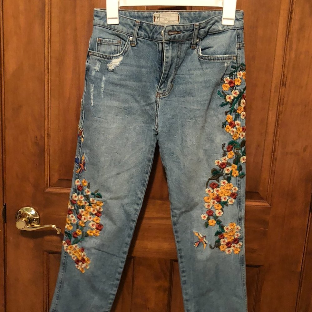 Free People Embroidered Jeans
